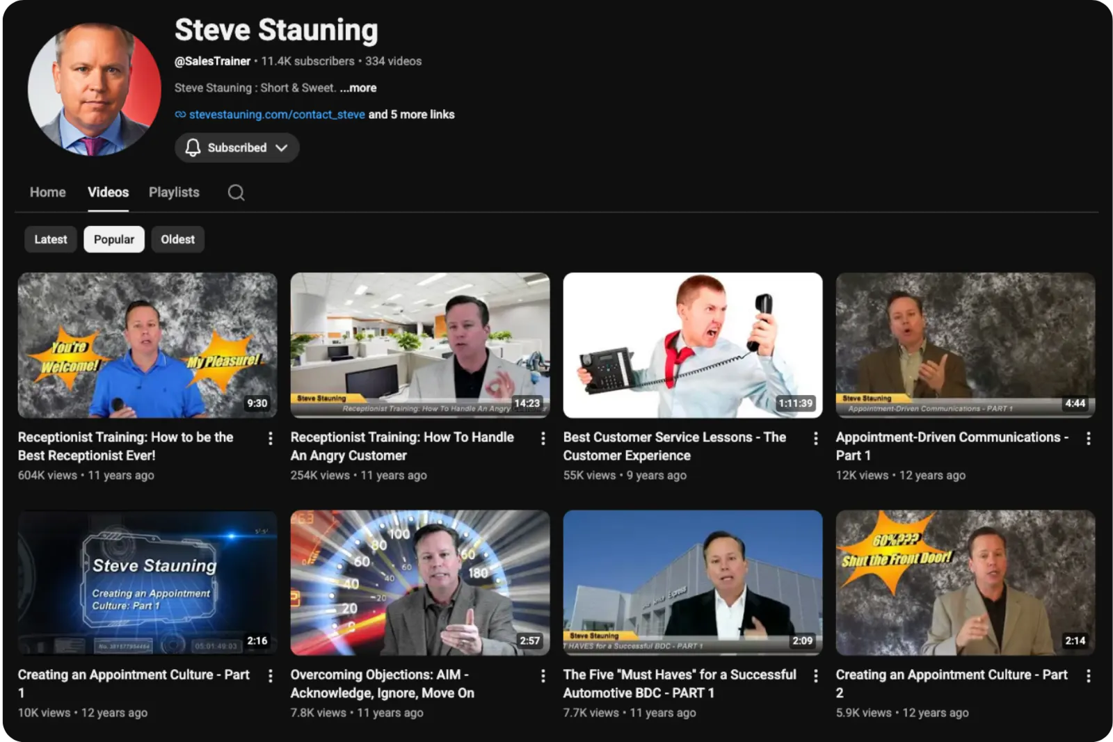 Steve Stauning YouTube channel